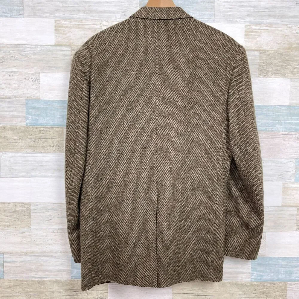 Lands End Tweed Sport Coat Brown Lambswool Wool Two Button USA Mens 43L 43 Long